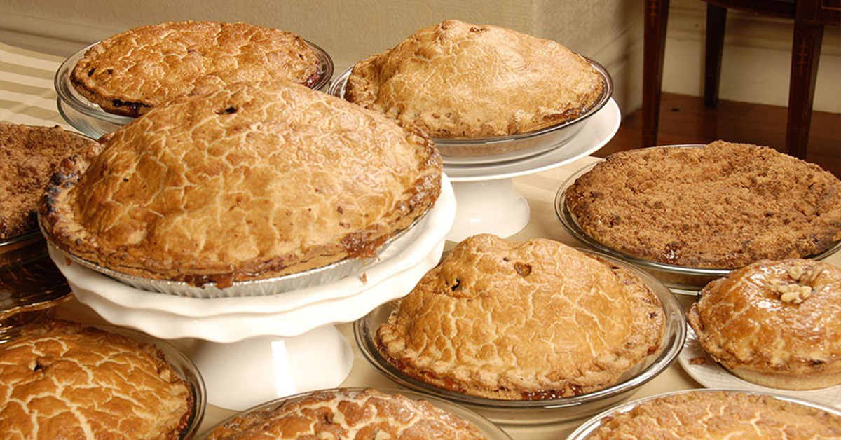 table of apple pies